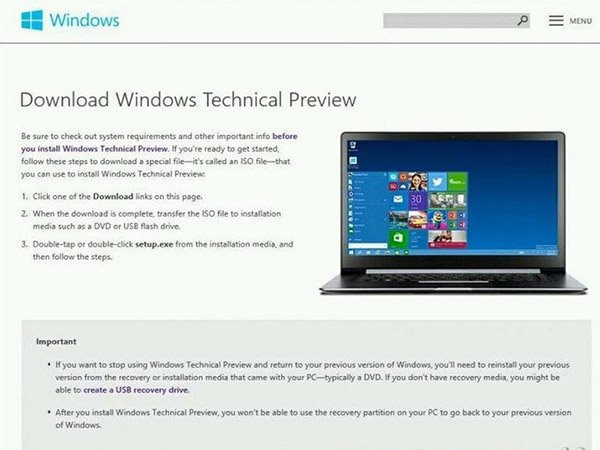 Win9技術預覽版下載地址頁面曝光：32位版本積將超過3GB