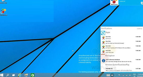 類似WP8.1！Win9通知中心演示視頻曝光
