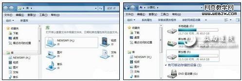 點(diǎn)擊Windows7庫(kù)文件圖標(biāo)打開(kāi)界面與XP一樣