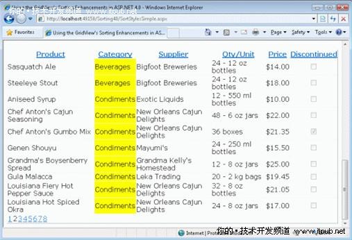 ASP.NET4 GridView的四種排序樣式詳解