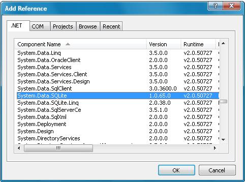 ASP.NET(C#)中操作SQLite數據庫實例
