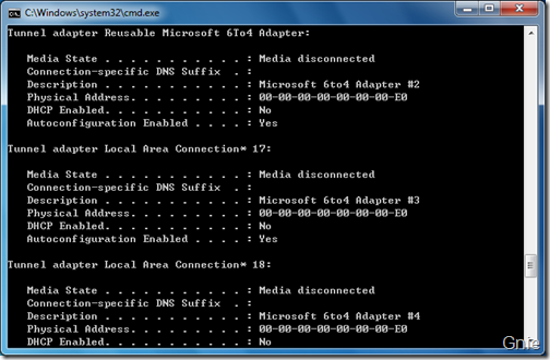 Windows 7 “Tunnel adapter Local Area Connection” 現象（IPv6）