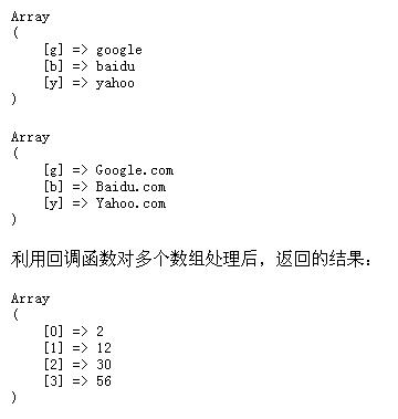 php array_map()數組函數使用說明