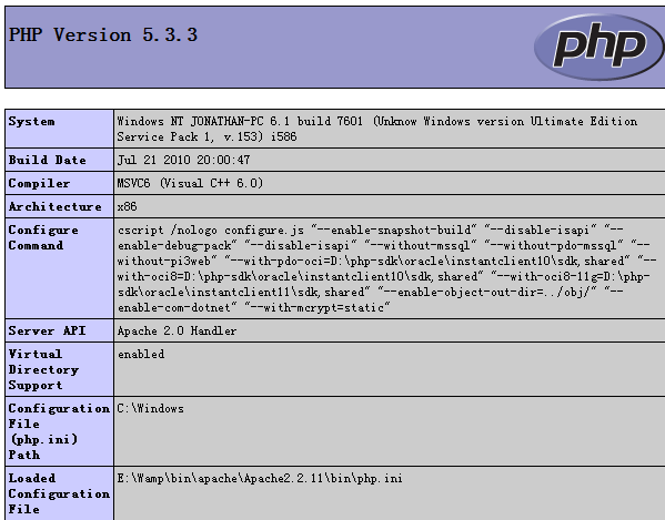 windows下升級PHP到5.3.3的過程及注意事項